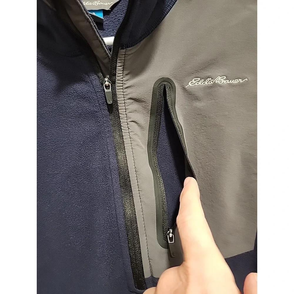 Eddie Bauer‎ Men's Cloud Layer Pro 1/4-Zip Pullover Hunter Blue/Charcoal Grey XL